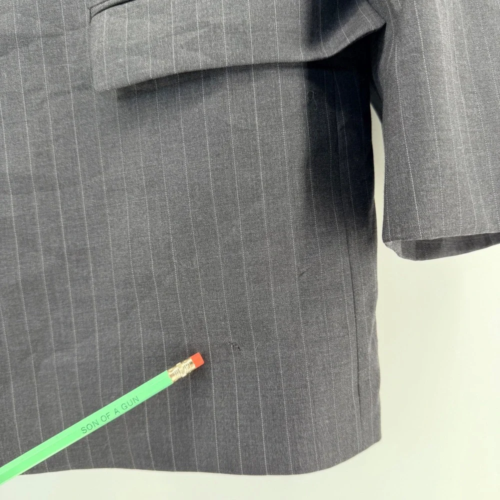 Lauren Ralph Lauren Grey Pinstripe Wool Blazer Sport Coat 44R Mens Jacket